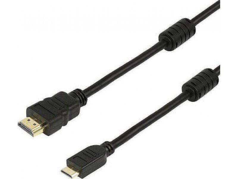 POWERTECH CAB-H011 Καλώδιο HDMI 19pin (Μ) σε HDMI Mini (M), με Ethernet, 1.5m 0017111