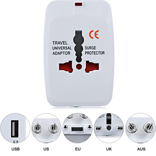 LAMTECH LAM073050 TRAVEL ADAPTER WITH USB & 4 DIFFERENT PLUGS 0018243