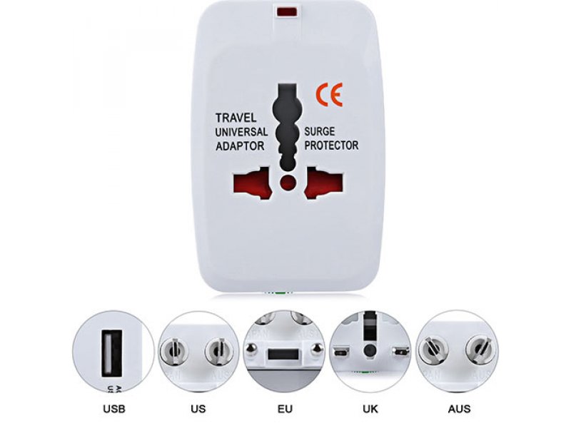 LAMTECH LAM073050 TRAVEL ADAPTER WITH USB & 4 DIFFERENT PLUGS 0018243