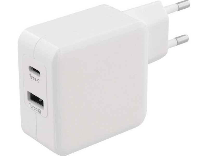 SWEEX CH-015WH Universal Φορτιστής με Δύο Εξόδους, 1x USB και 1x USB type-C 4.8A, σε Λευκό Χρώμα 0018927