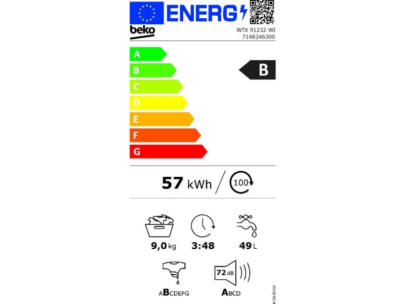 BEKO WTX 91232 WI Πλυντήριο Ρούχων 9kg -B - 1200rpm 0019084