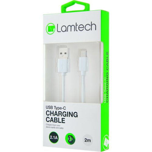 LAMTECH LAM446841 Datacable Type C 2m Λευκό 0022553