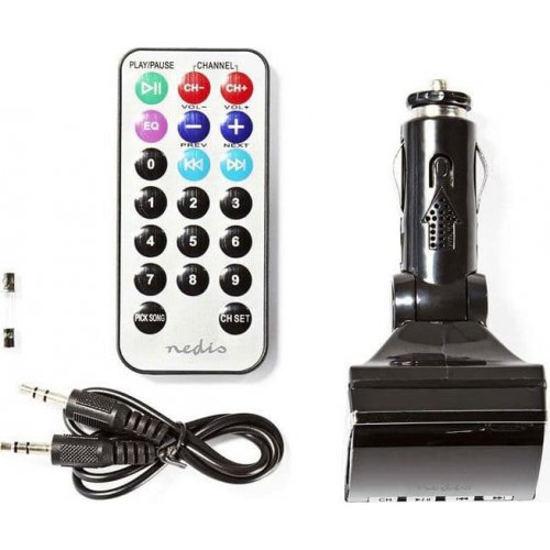 NEDIS CATR200BK Αναμεταδότης FM με Οθόνη LCD, Υποδοχή Κάρτας microSD και Τηλεχειριστήριο 0022760