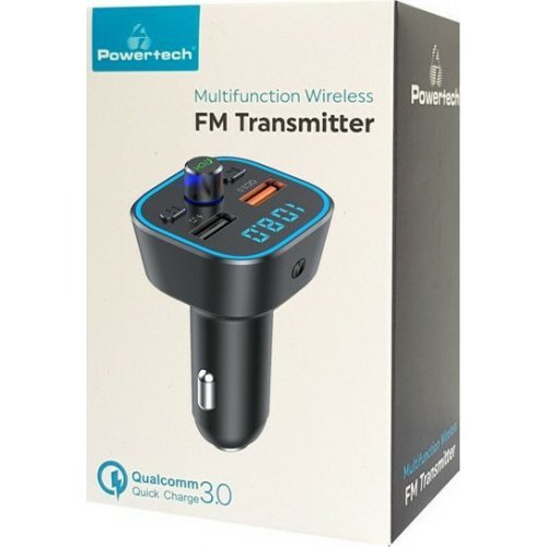 POWERTECH PT-805 FM Transmitter και Φορτιστής PT-805, QC3.0, USB, Bluetooth 0023328