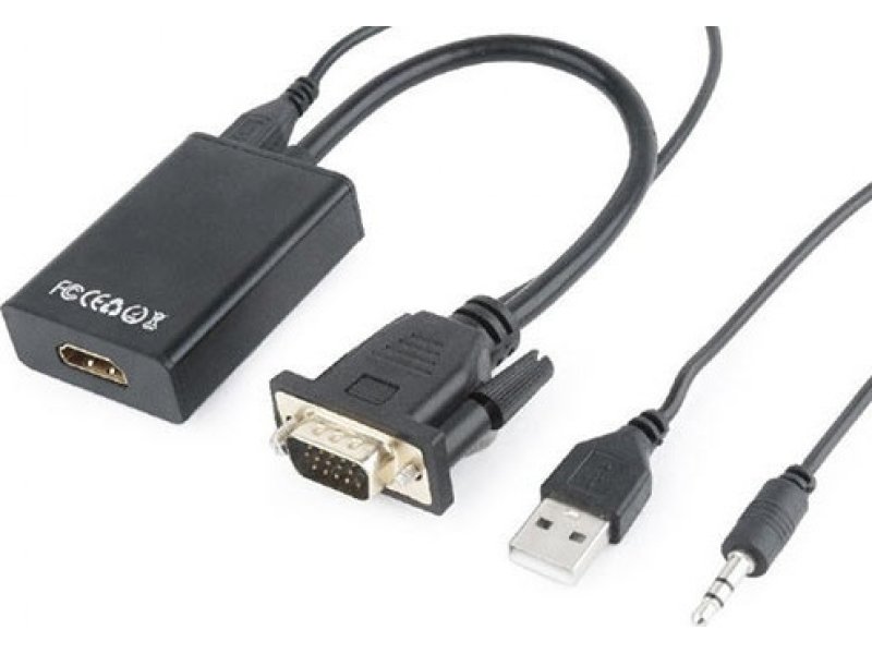 CABLEXPERT A-VGA-HDMI-01 Αντάπτορας VGA to HDMI Adapter Cable 0.15m Black 0025927