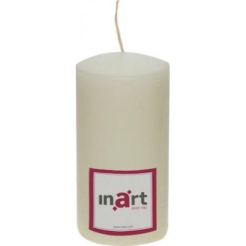 INART 3-80-474-0014 Διακοσμητικό Κερί Εκρού Παραφίνης 7x14cm 0026603