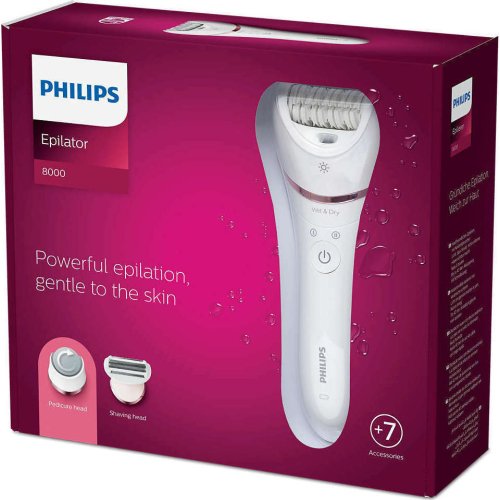 PHILIPS BRE730/10 Epilator Series 8000 Wet & Dry Επαναφορτιζόμενη Αποτριχωτική Μηχανή 0027682