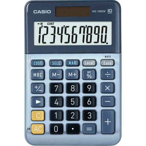 Casio MS-100EM Αριθμομηχανή 10 Ψηφίων, Μπλε 0028217