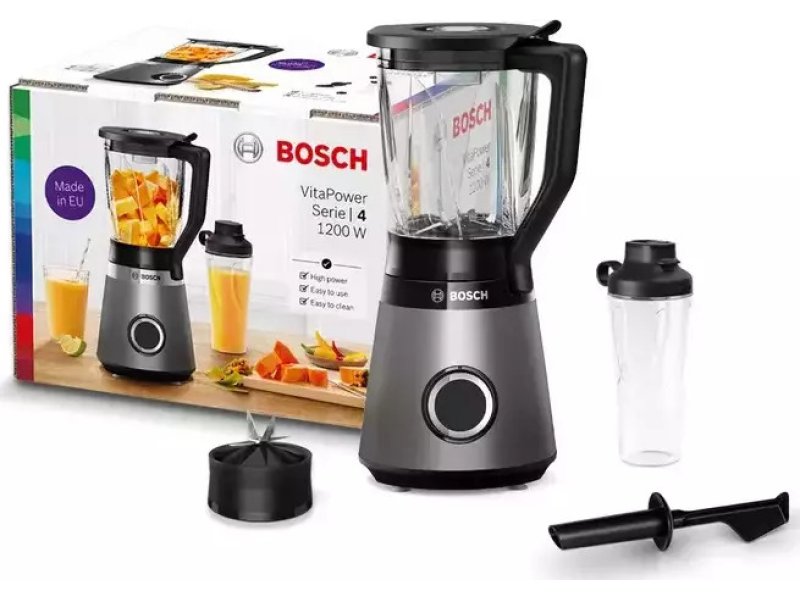 BOSCH MMB6174S Μπλέντερ για Smoothies με Γυάλινη Κανάτα 1,5Lt 1200Watt Γκρι 0029355