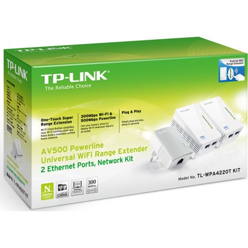 TP-LINK TL-WPA4220T KIT v1 Powerline Τριπλό για Ασύρματη Σύνδεση Wi-Fi 4 και 2 Θύρες Ethernet 0029632
