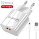 LAMTECH LAM021998 QUICK CHARGER USB3.0 18W WITH TYPE-C CABLE 1M WHITE 0030076 LAMTECH LAM021998 QUICK CHARGER USB3.0 18W WITH TYPE-C CABLE 1M WHITE 0030076
