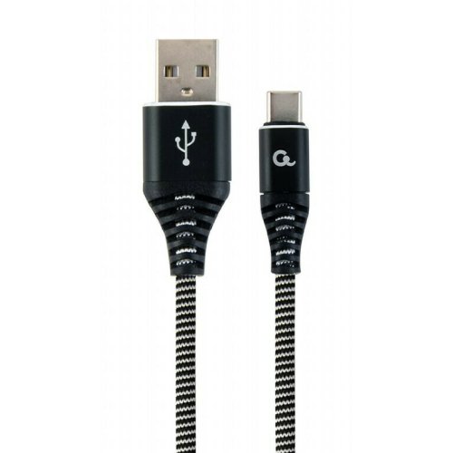 CABLEXPERT CC-USB2B-AMCM-1M-BW Καλώδιο φόρτισης και δεδομένων USB Type-C Premium βαμβακερή πλέξη, 1 m, μαύρο/άσπρο 0030690