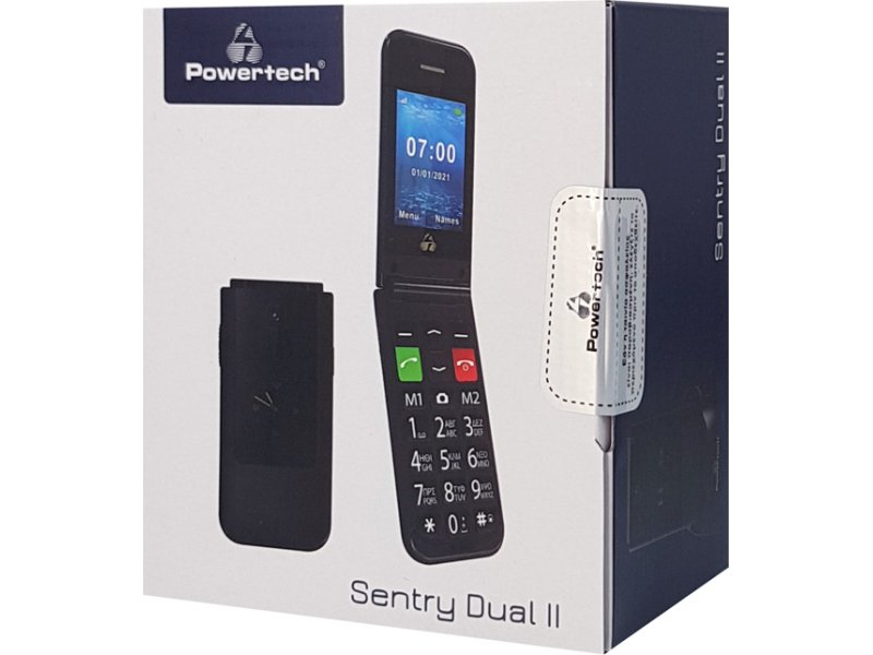 POWERTECH PTM-23 SENRY DUAL II SINGLE SIM Κινητό με Κουμπιά για Ηλικιωμένους Μαύρο 0031091