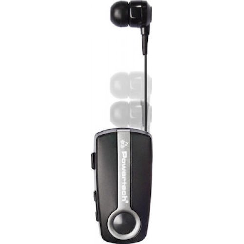 POWERTECH PT-733 Bluetooth earphone Klipp, multipoint, BT V4.1, ασημί 0031113