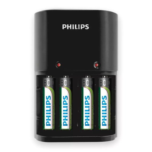 PHILIPS SCB1450NB Φορτιστής Μπαταριών AA & AΑΑ NiMH  με 4x AAA, Μαύρο 0031114