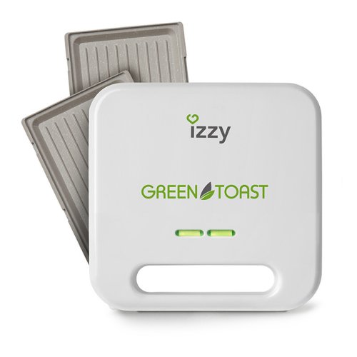 IZZY IZ-2010 Green Toast Τοστιέρα με Αποσπώμενες Πλάκες για 2 Τοστ 800W Λευκή 0031152