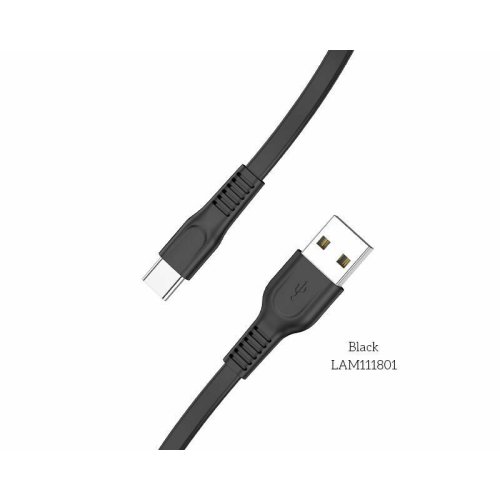 LAMTECH LAM111801 TYPE-C FLAT CHARGING CABLE 1M BLACK 0032748