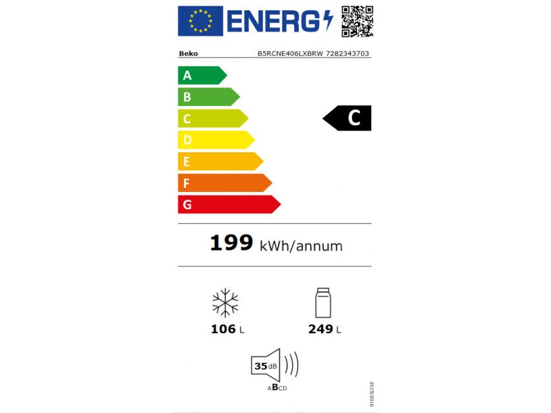 BEKO B5RCNE406LXBRW Ψυγειοκαταψύκτης 355lt NoFrost Υ203.5xΠ59.5xΒ66.3εκ. Γκρι 0033217