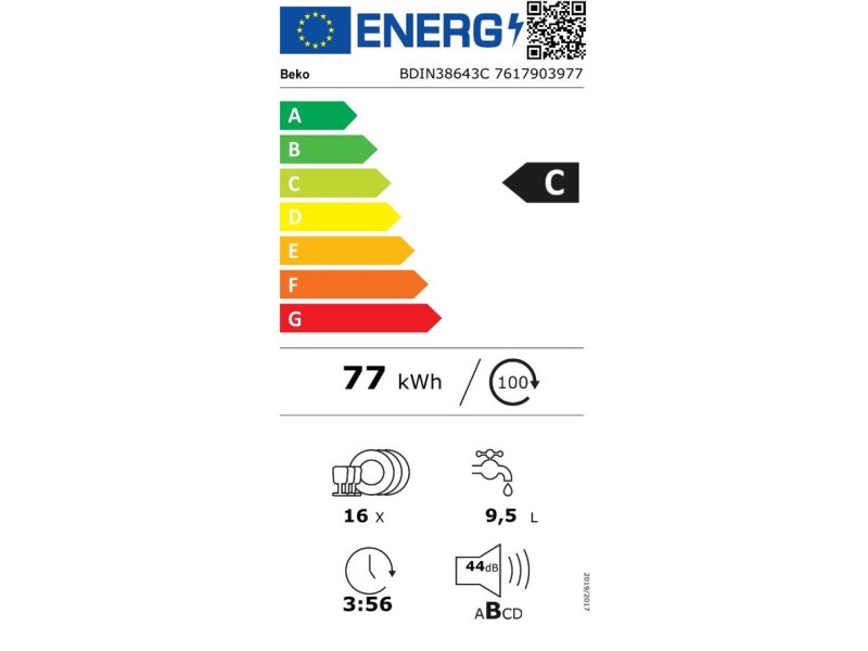 BEKO BDIN38643C Εντοιχιζόμενο Πλυντήριο Πιάτων για 16 Σερβίτσια Π59.8xY81.8εκ. Λευκό 0033218