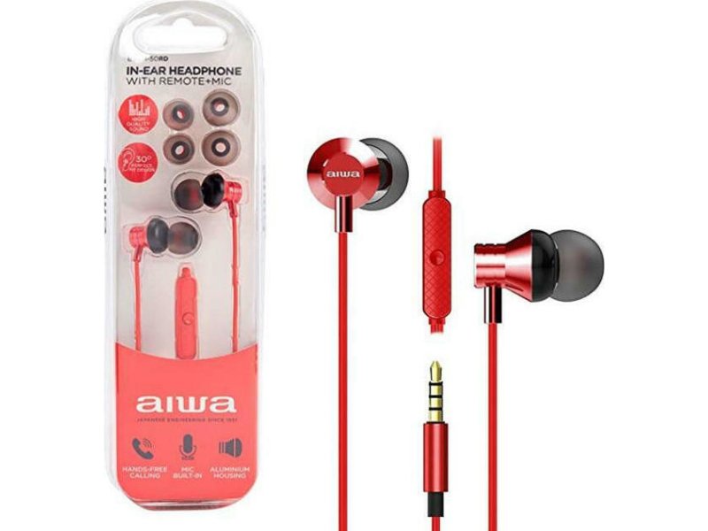 AIWA ESTM-50RD In-ear Handsfree με Βύσμα 3.5mm Κόκκινο 0033275