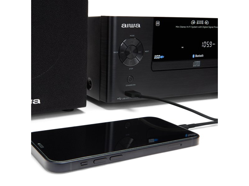AIWA MSBTU-500 Ηχοσύστημα 2.0 50W με CD / Digital Media Player και Bluetooth Μαύρο 0033736