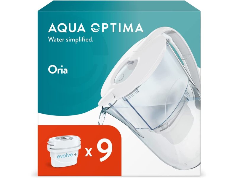 AQUA OPTIMA Oria EJ0630 (PJ0611) Κανάτα Φιλτραρίσματος Νερού 2,8lt + 9 Ανταλλακτικά Φίλτρα30ημερών - Aqua Optima Evolve+ 0033914