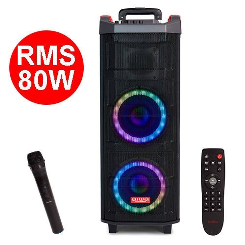 AIWA KBTUS-608 Σύστημα Karaoke με Ασύρματo Μικρόφωνo Trolley Party 80W σε Μαύρο Χρώμα 0034277