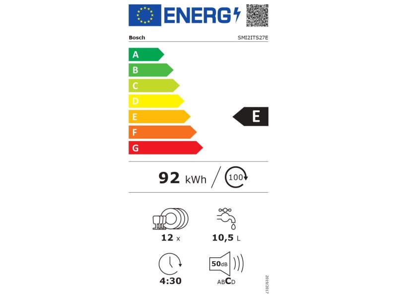 BOSCH SMI2ITS27E Πλυντήριο Πιάτων Εντοιχιζόμενο 12 Σερβίτσια 0034377