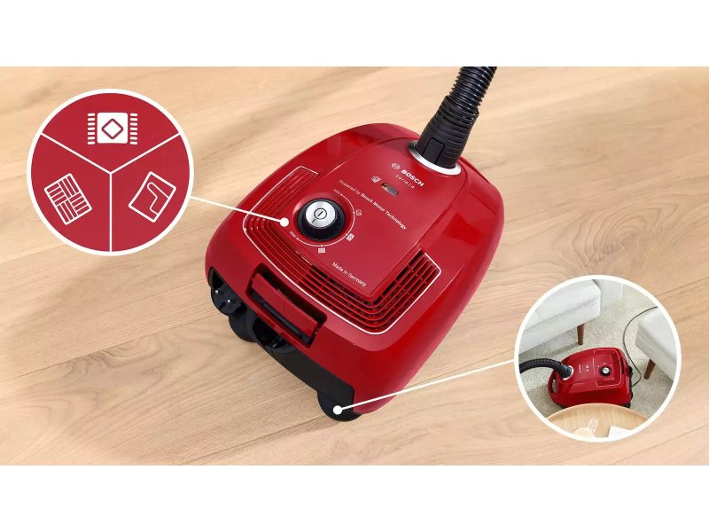 BOSCH BGB38RD2 Ηλεκτρική Σκούπα 600W με Σακούλα 4lt Κόκκινη 0035027 BOSCH BGB38RD2 Ηλεκτρική Σκούπα 600W με Σακούλα 4lt Κόκκινη 0035027