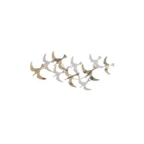 INART 3-70-386-0185 Διακοσμητικό Τοίχου Πουλιά Μεταλλικό Λευκό/Χρυσό 115χ56 0035453