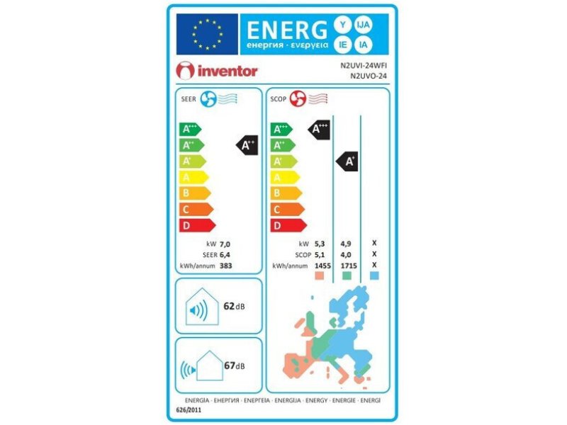 INVENTOR NEO N2UVI-24WFI/N2UVO-24 Κλιματιστικό Inverter 24000 BTU A++/A+ με Ιονιστή και WiFi 0035587