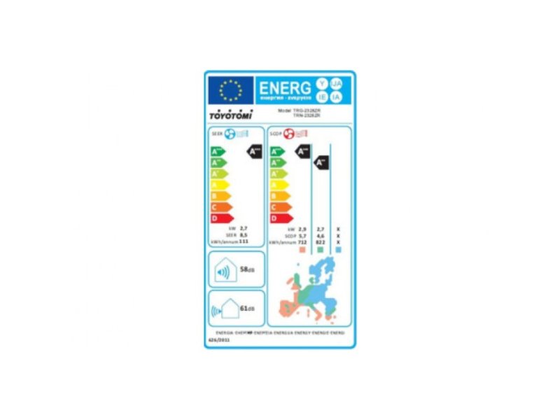 TOYOTOMI  IZURU TRN/TRG-2328ZRΚλιματιστικό Inverter 9000 BTU A+++/A++ με Ιονιστή και WiFi 0035668