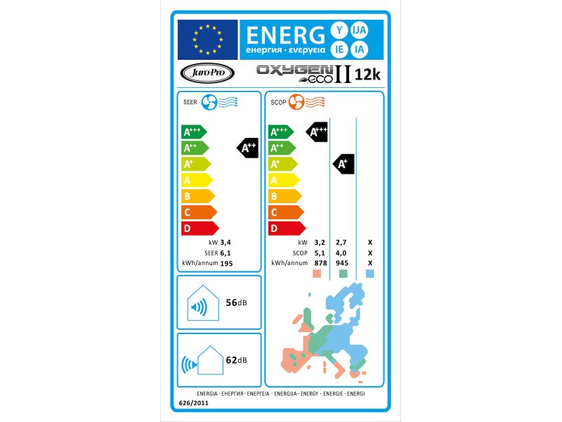 JURO PRO Oxygen Eco II 12K Κλιματιστικό Inverter 12000 BTU A++/A+ με WiFi 0035774