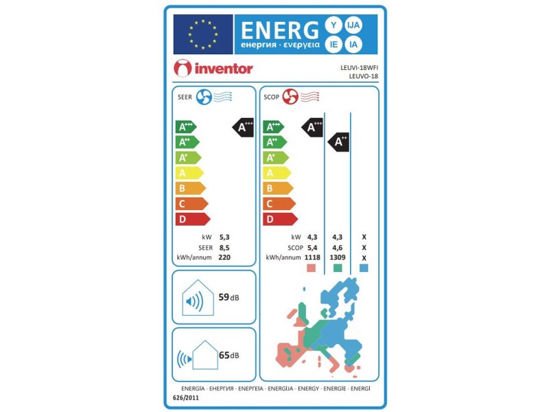 INVENTOR LHUVI-18WFI/LHUVO-18 LEON Κλιματιστικό Inverter 18.000Btu (18άρι) 0035802