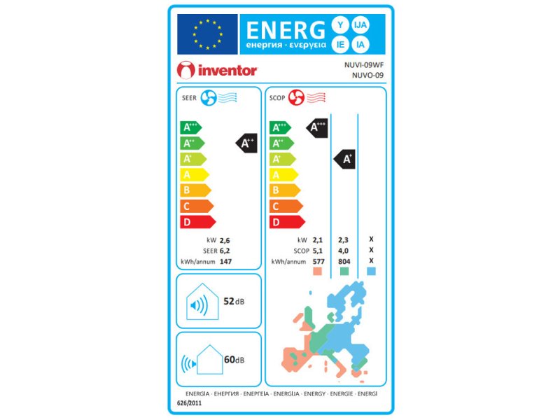 INVENTOR NEO N2UVI-09WFI/N2UVO-09 Κλιματιστικό Inverter 9000 BTU A++/A+ με Ιονιστή και WiFi 0035827