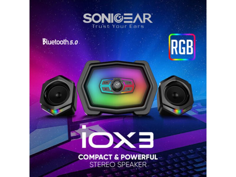 SONIC GEAR IOX 3 Ηχεία Υπολογιστή 2.1 με RGB Φωτισμό και Bluetooth Ισχύος 12W σε Μαύρο Χρώμα 0036012
