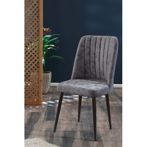 FIDELIO Delux GR-BL Καρέκλα Με Μεταλλικά Πόδια Χρώμα Γκρι/Μαύρα Πόδια 46Χ19Χ92 0036092
