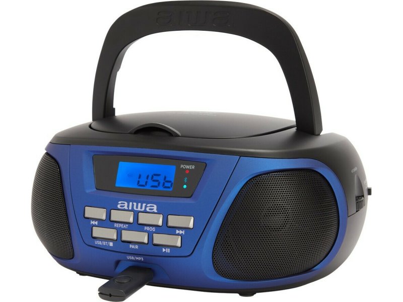 AIWA Boombox  Φορητό Ηχοσύστημα BBTU-300 με Bluetooth / CD / MP3 / USB / Ραδιόφωνο σε Μπλε Χρώμα 0036630