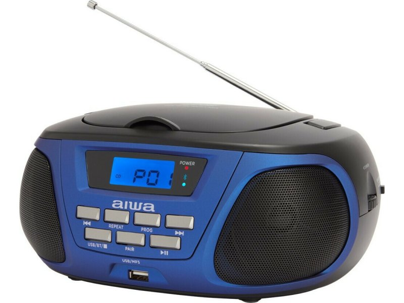 AIWA Boombox  Φορητό Ηχοσύστημα BBTU-300 με Bluetooth / CD / MP3 / USB / Ραδιόφωνο σε Μπλε Χρώμα 0036630