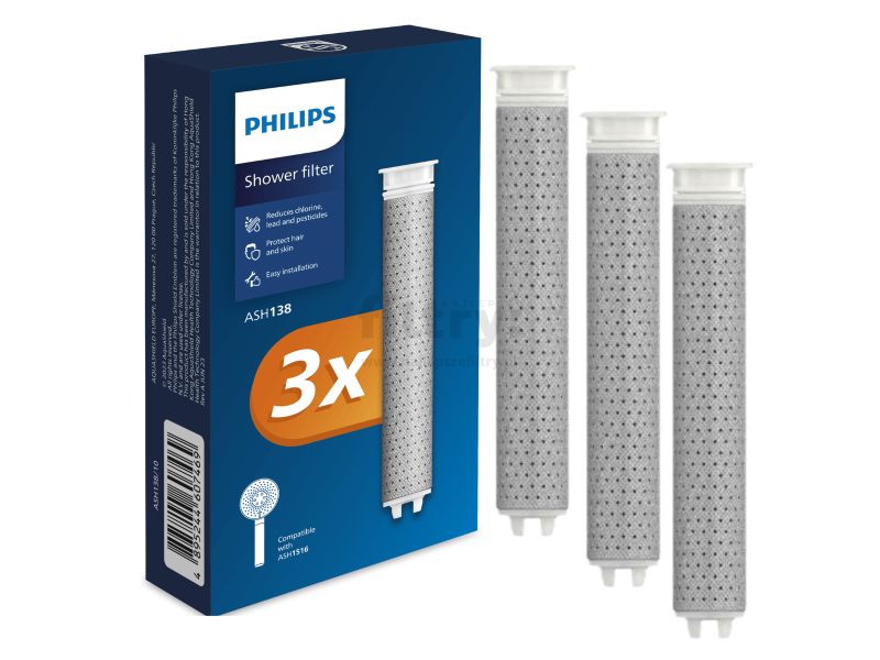 Philips ASH138/10 Ανταλλακτικό Φίλτρο Τηλεφώνου Ντους ASH1516CH/10 3 τεμ 0037367