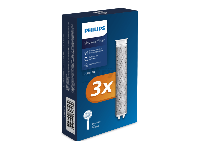 Philips ASH138/10 Ανταλλακτικό Φίλτρο Τηλεφώνου Ντους ASH1516CH/10 3 τεμ 0037367