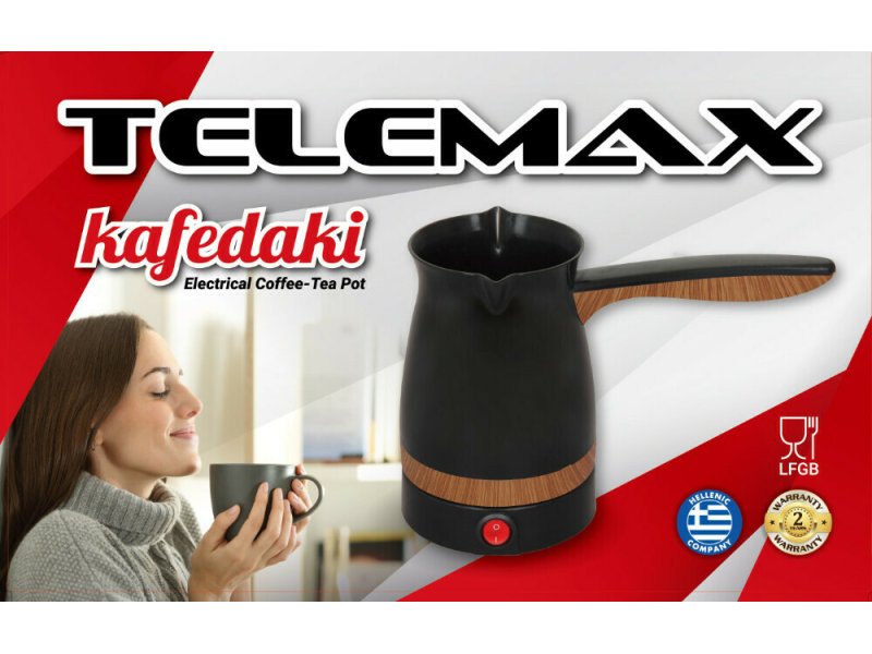 TELEMAX HCP-002 Ηλεκτρικό Μπρίκι 1000W με Χωρητικότητα 250ml Μαύρο 0037551