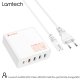 LAMTECH GaN ταχυφορτιστής 1xTYPE-C & 4xQC3.0 65W & EU CABLE 1.5M 0037735