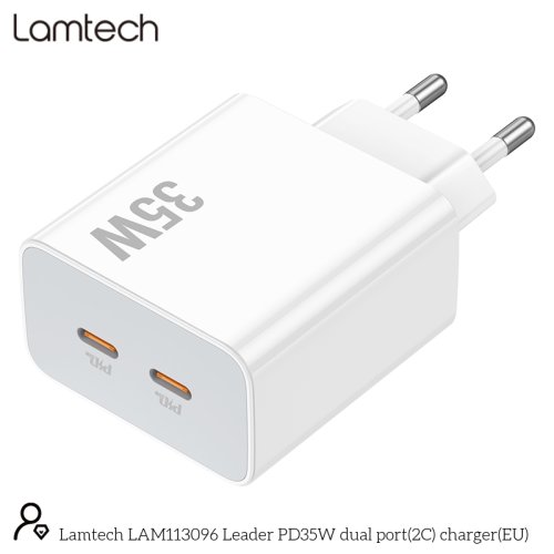 LAMTECH LAM113096 διπλή θύρα type-c FAST PD35W λευκό 0037739