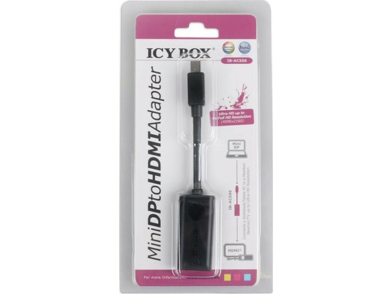 ICY BOX IB-AC506 Αντάπτορας Ultra HD 4K, Mini DisplayPort 1.2 αρσ. σε HDMI 2.0 θηλ., 0.15m. 0037776