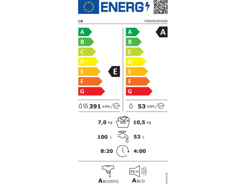 LG F4DV910H2SA Πλυντήριο-Στεγνωτήριο Ρούχων 10.5kg/7kg Ατμού 1400 Στροφές με Wi-Fi 0033069 LG F4DV910H2SA Πλυντήριο-Στεγνωτήριο Ρούχων 10.5kg/7kg Ατμού 1400 Στροφές με Wi-Fi 0033069