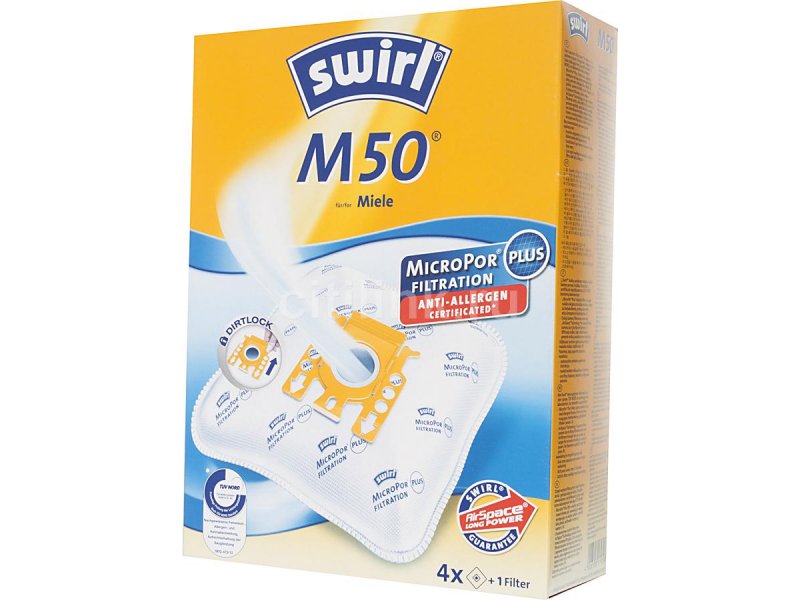 SWIRL M50/4 για Miele F/J/M (4 σακούλες+1 φίλτρο) Hepa Micropor Σακούλες Ηλεκτρικής Σκούπας 0004199