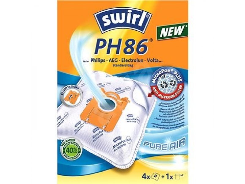 SWIRL PH86/PH96 Micropor VV II (4 σακούλες+1 φίλτρο) για Philips, Aeg, Electrolux 0006354