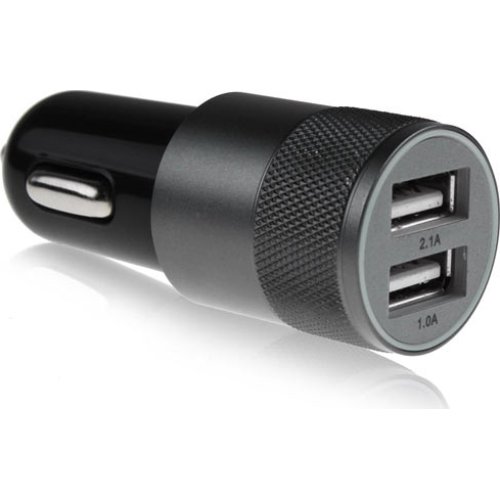 LAMTECH LAM081741 METAL 2USB 2,1A CAR CHARGER FOR MOBILE PHONES BLACK 0014346