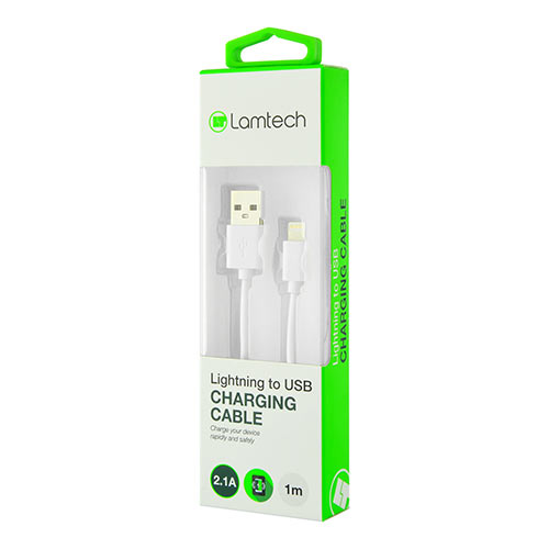 LAMTECH LAM439881 DATACABLE for  iPhone 5/6/7 iPad Mini & Air 1m (non MFi) - White 0014614